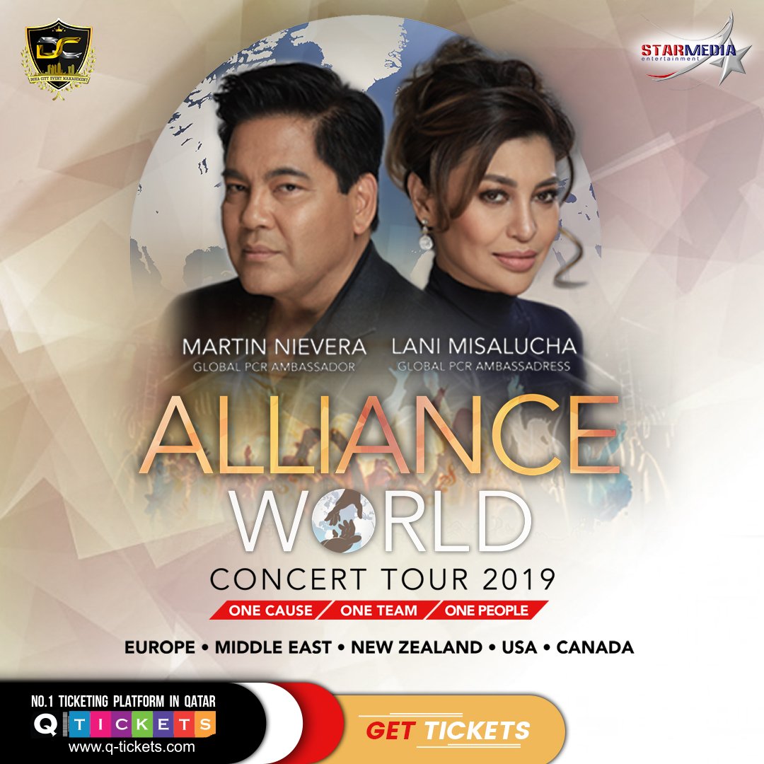 QticketsLIVE's tweet photo. One Cause. One Team. One People
Witness the legendary popstars @4eversinging4u & @LaniMisalucha at World Alliance concert.
Tag your friends and let them know.
Get your tickets from #Qtickets: https://t.co/LIaNaQzJJs
#pinoypop #LiveinDoha #DohaEvents #DohaSummer #QticketsLive https://t.co/sSa8qMyCHP