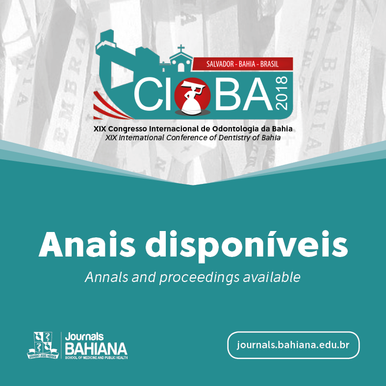 bahianajournals's tweet photo. The proceedings of the XIX International Conference of Dentistry of Bahia (CIOBA) are available. The CIOBA 2018 was held between October 25 and 27, at the Fiesta Convention Center in Salvador. Check it out! https://t.co/PDHQM7NqI2
#BahianaJournals #ScienceAtYourFingertips https://t.co/pZMkJsgA8v