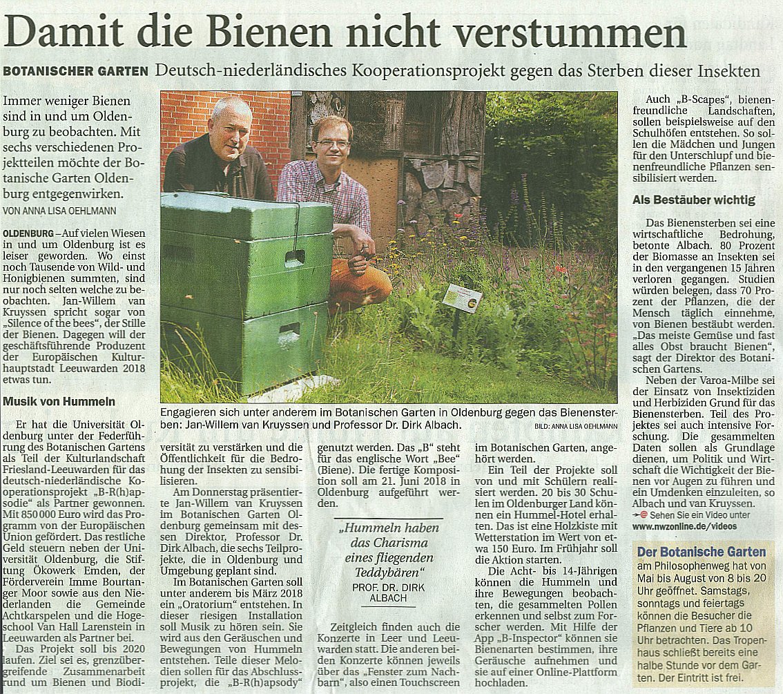 🇳🇱➡️ Het is vandaag #WereldBijenDag! Door de Nederlands-Duitse samenwerking in ons INTERREG-project B-R(H)APSODIE leveren we niet alleen vandaag, maar ook morgen en overmorgen een belangrijke bijdrage aan de bescherming van de bij. 
Lees meer op silenceofthebees.eu