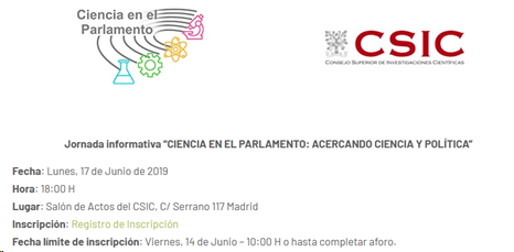 DLGMA_CSIC's tweet photo. 📆Lunes 17 junio: Jornada informativa #CienciaenelParlamento  'ACERCANDO CIENCIA Y POLÍTICA' en el @CSIC #Madrid Entrada gratuita. Inscripción hasta 14 junio o hasta compeltar aforo  https://t.co/Re7kZE6x93  @Cienciamento https://t.co/MJc04BrREX
