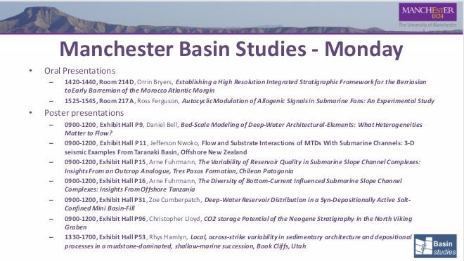 deepwater_zobes's tweet photo. If you're interested in the salt-sediment interface and how deep marine systems are influenced by topography come by my poster between 9 and 12. P31. Great Salt Session posters will be around me, and a huge representation from the @man_basins team @aapg #ACE2019 #AAPGACE2019 https://t.co/Q71ocSncB2