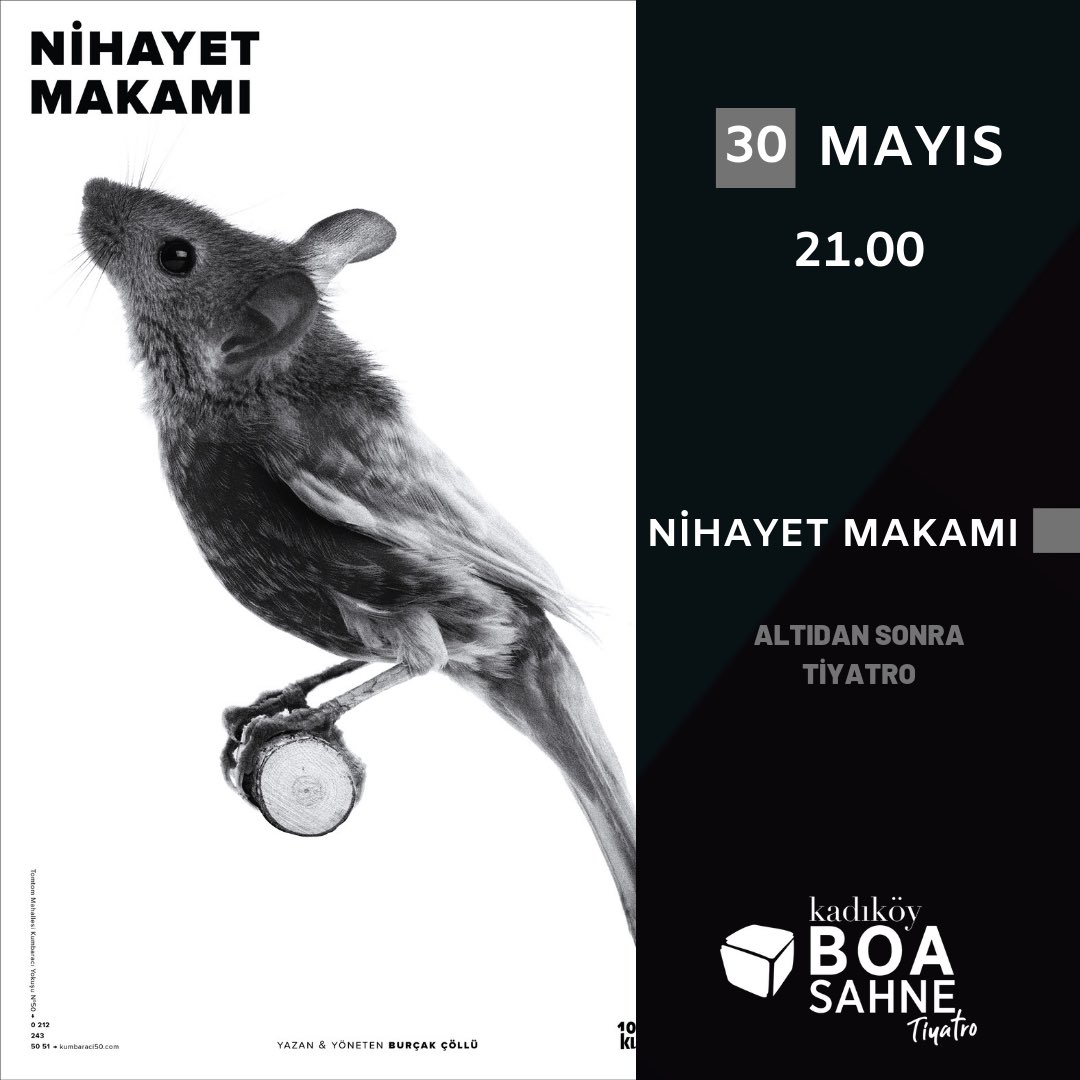 “Nihayet Makamı” @kumbaraci50 30 Mayıs Perşembe 21:00’da Kadıköy Boa Sahne’ye konuk oluyor.
📌 Biletler  biletix.com/etkinlik/YZS60… ve gişede.
📞: 0545 646 21 70