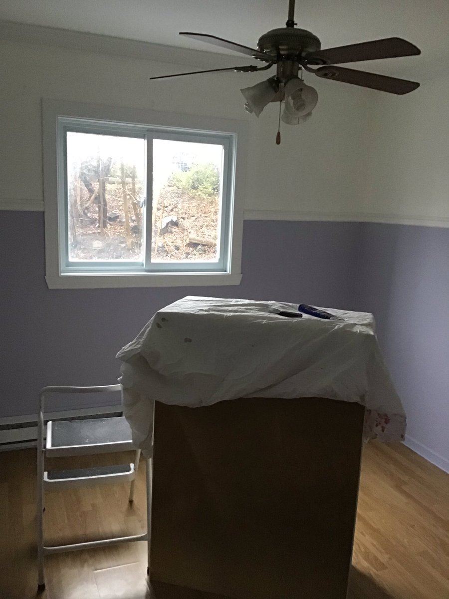 KarineHains's tweet photo. Rainy day off? No problem perfect time to repaint the spare room to make a worthy Habs museum extension, anyone care to guess the colours it will be by the end of the day? #gohabsgo #habs #collect #pcdisplay https://t.co/UCQY8ilsEU
