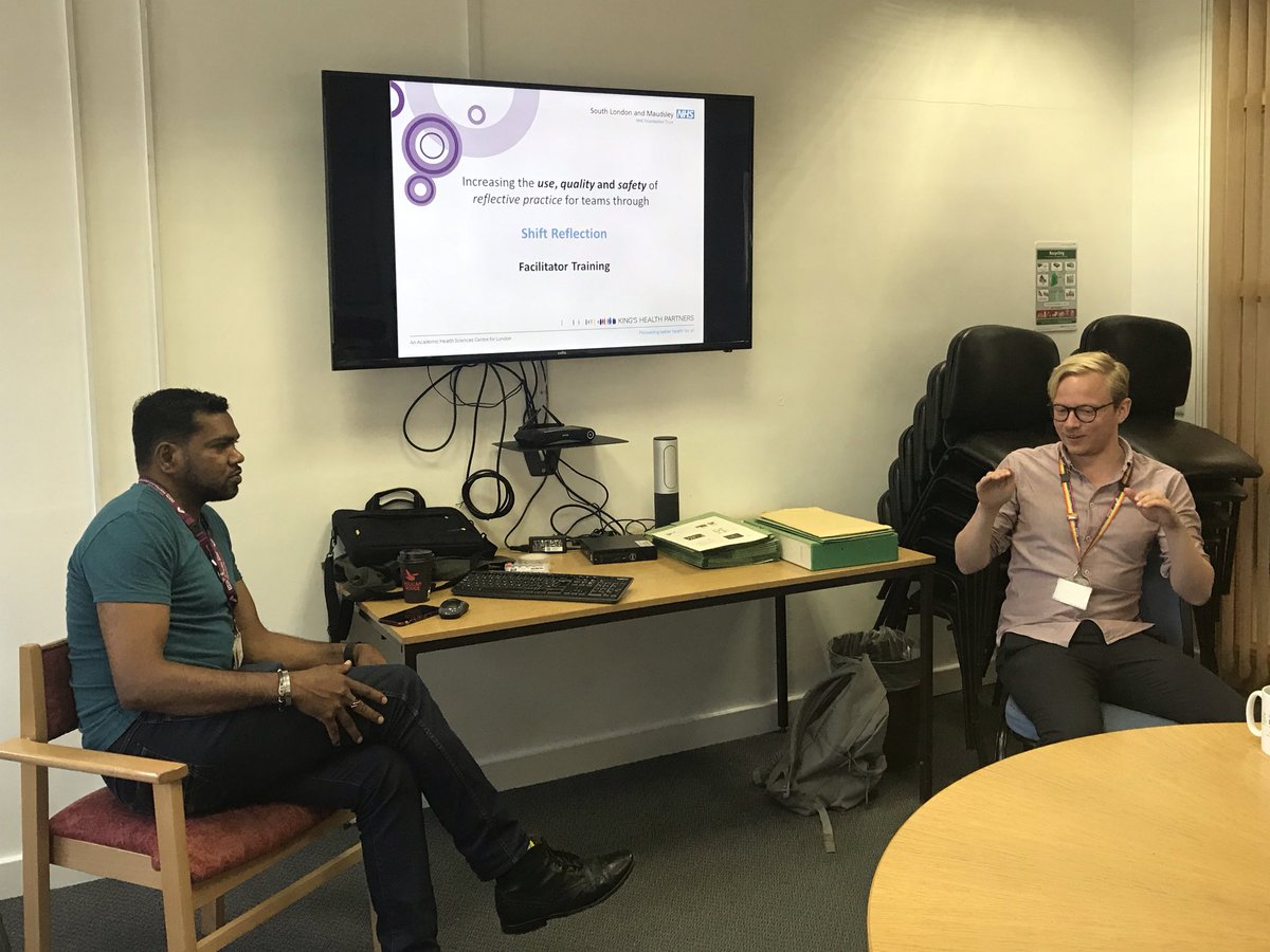 MaudsleyMatron's tweet photo. Helping to facilitate #shiftreflection training at Lambeth hospital @MaudsleyNHS with #staffsupport colleagues @RobertTurton2 & Rawle. It was getting competitive with our spaghetti towers #QI #SLAMnursesrock #powerinsharing #wellbeingatwork https://t.co/xrgSbIn91x