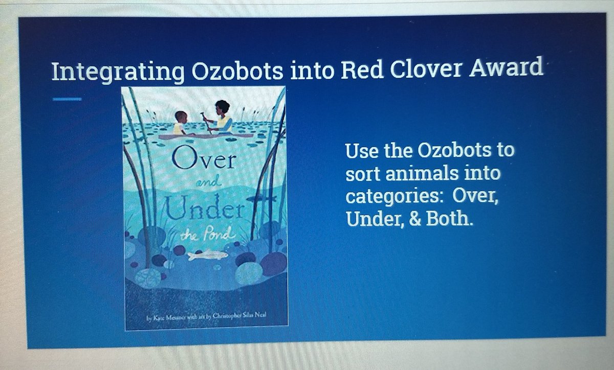dsmacdonald's tweet photo. Love how @edwood1107 used @KateMessner OVER &amp; UNDER THE POND w @Ozobot! #DLVT19 @RedCloverAward #VSLA https://t.co/jWgI0x3pXK