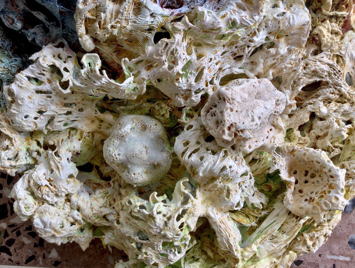 IngridNewman's tweet image. Coral reef, plastiglomerate panel, made from 400 plastic shopping bags and water bottles.  #singleuseplastic #sustainabledevelopmentgoal12 #plasticpollutes #protectcoralreefs