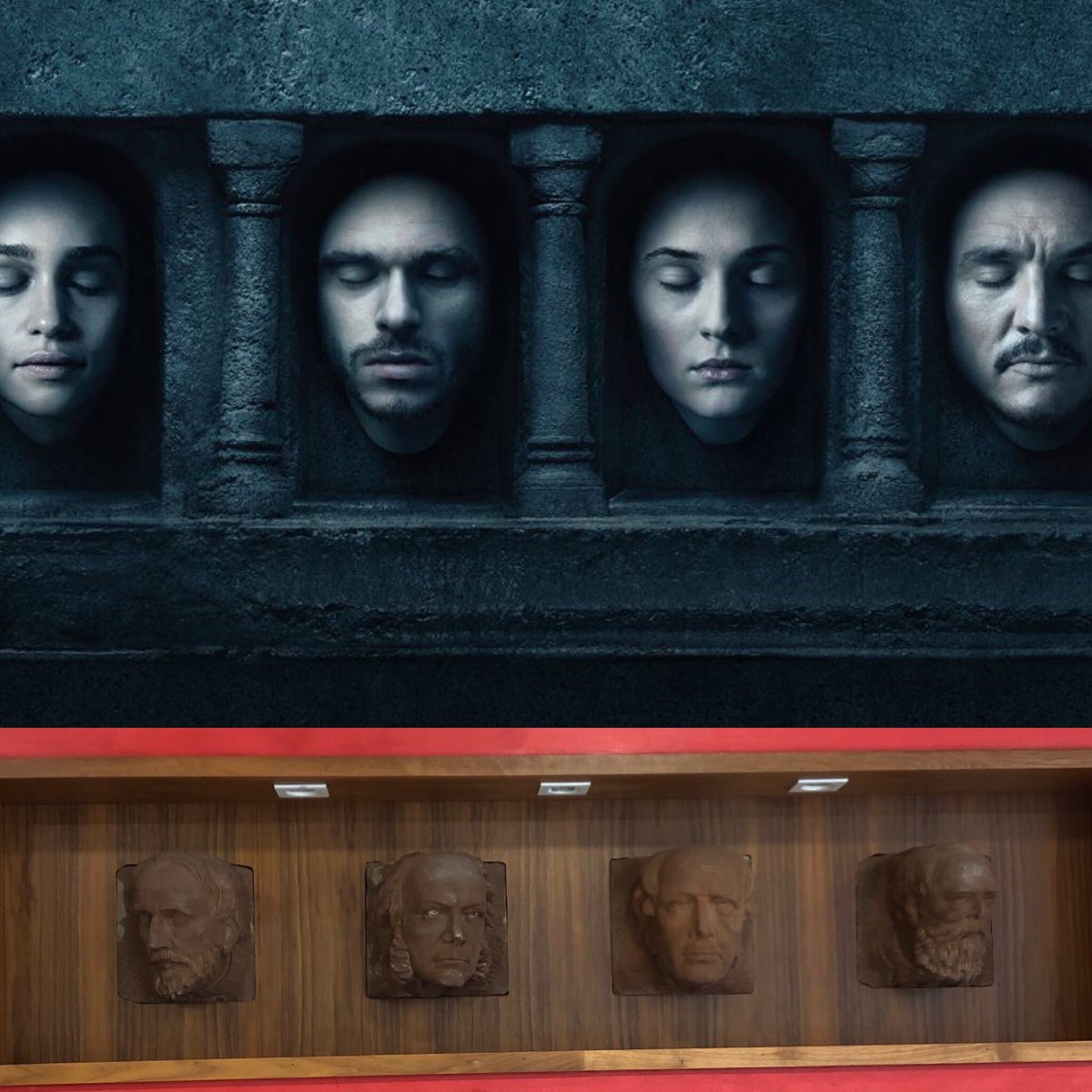 dfgilpin's tweet photo. .@QUB Whitla medical building have got well into the Game of Thrones. #halloffaces #GameOfThrones #TheFinalEpisode https://t.co/866wFotneI