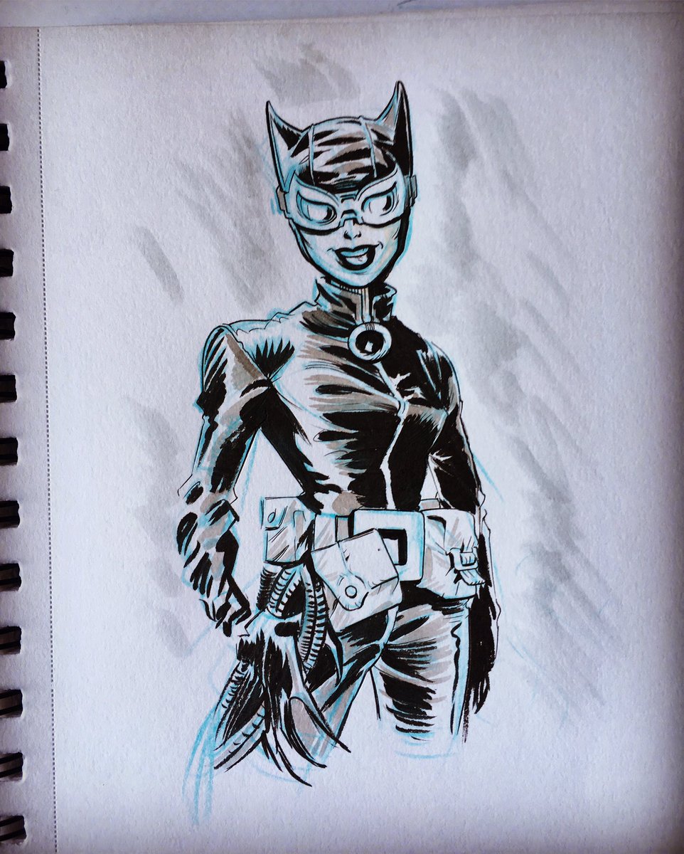 lxdraws's tweet photo. CatWoman, Inked sketch quickie...#darwyncooke #style
#catwoman #batman #batmanroguesgallery #dc #comics #dccomics #dccosplay #sketchbook #cartoonist #sketch #drawing #ink #thief #catburglar #bestheroine #warnerstudios #illustrator #pentelbrushpen #derwentgraphik https://t.co/rYfs29R62j