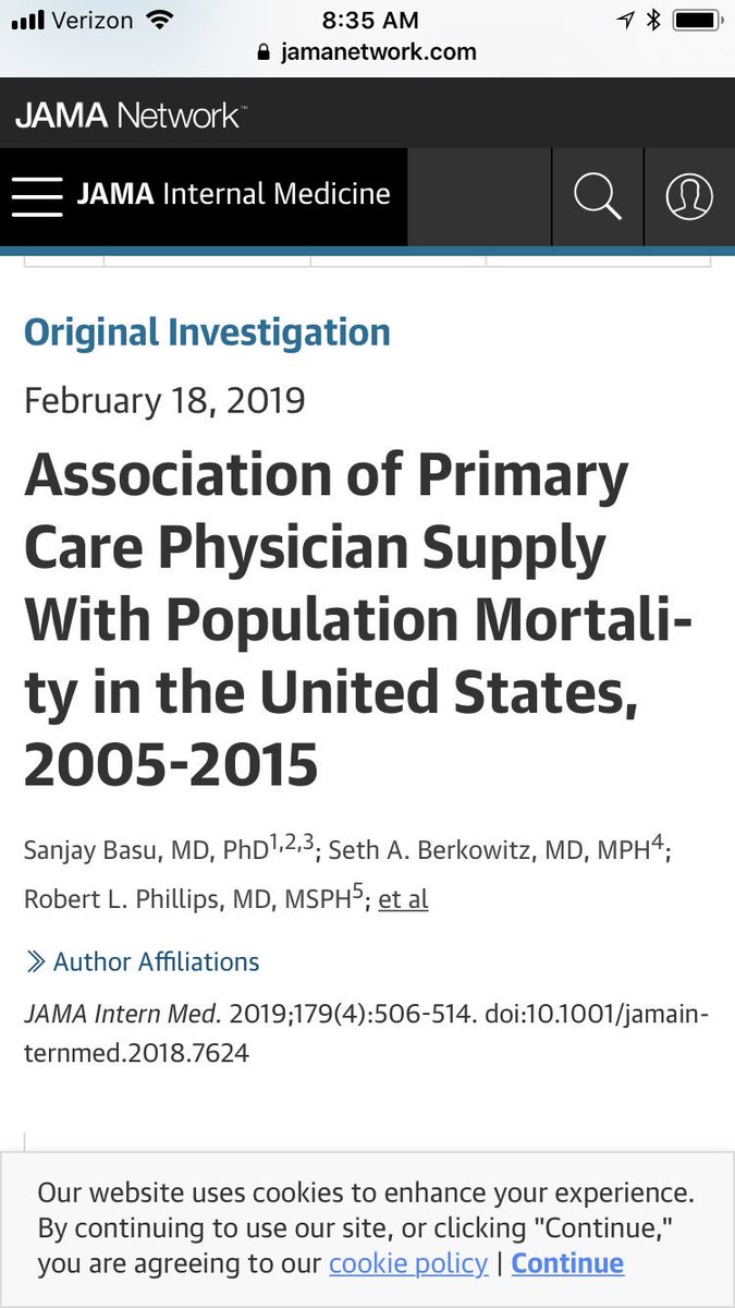 nalhansen's tweet image. Every 10 additional primary care physicians per 100 000 population was associated with a 51.5-day increase in life expectancy. However, from 2005 to 2015, the density of primary care physicians decreased from 46.6 to 41.4 per 100 000 population. #FMAS19 #FMRevolution @KPSDFMR