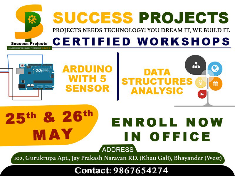 Succesprojects's tweet photo. Workshop and vacation is an opportunity to update yourself in every possible way. Enroll now for our hardware and software workshop.
# technical #knowledge #workshop #internship #practical #arduino #hardware #software #sensors #successprojects https://t.co/dPBvWAXOPB