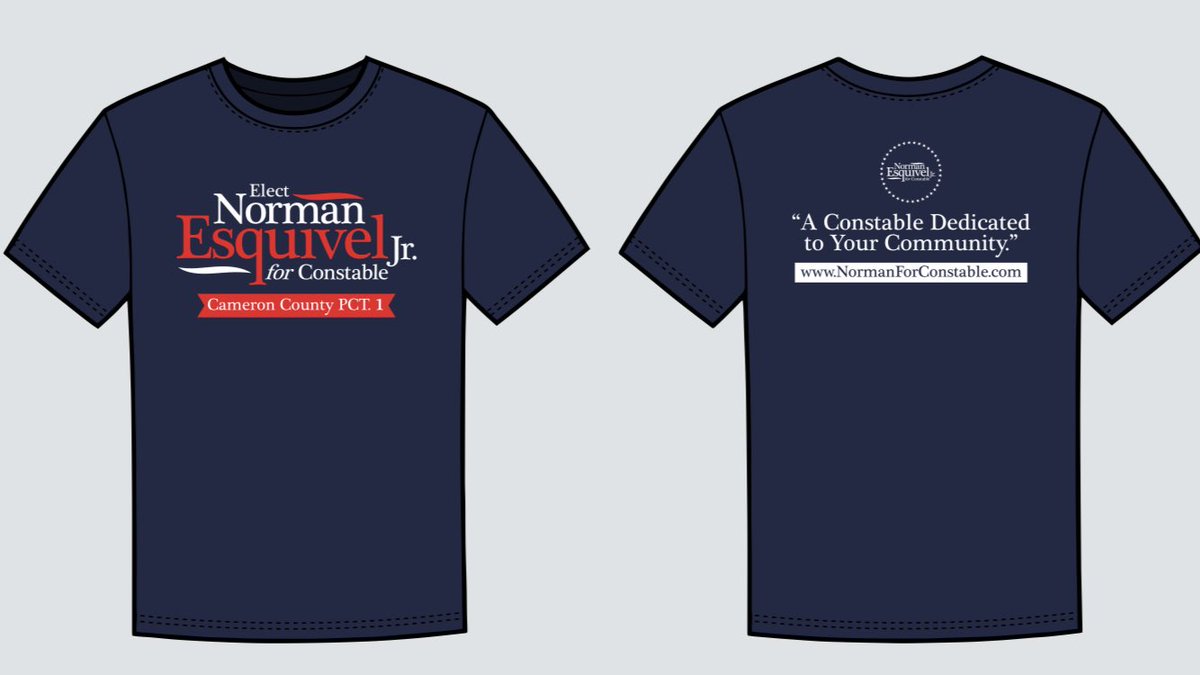 Norm4Constable's tweet photo. Good news everyone! The shirts are in and we have a lot more merchandise coming in the next couple of weeks. 

Please contact us to join our team and help Norman become your next Constable for Cameron County Pct. 1.

“A Constable Dedicated to Your Community.” #TeamEsquivel https://t.co/r5Ox6yP4EU