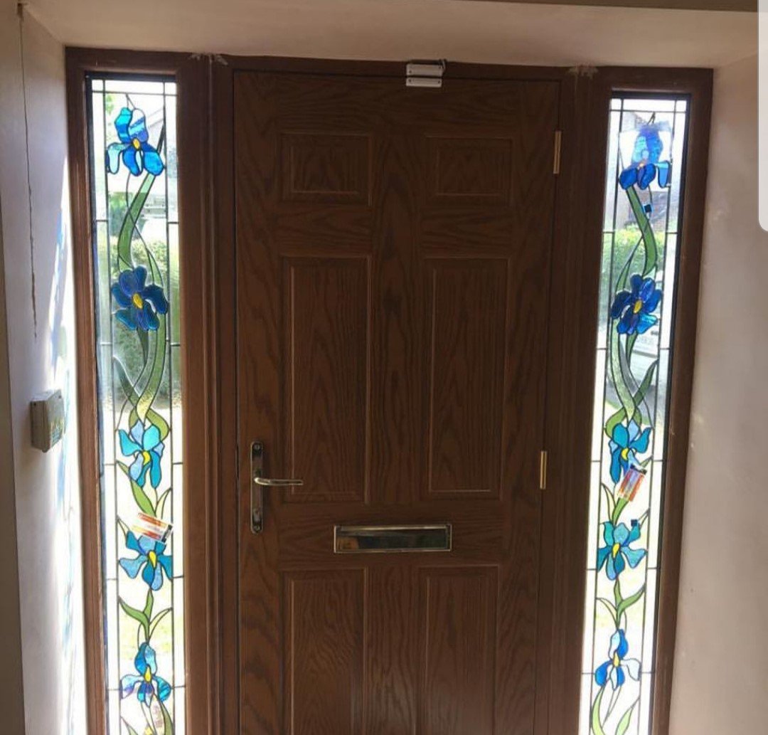 Cherry oak composite door combination with custom made sidelights all supplied by us and fitted by one of our customers. Looking for something like this call us today for a free quote 01274 753 700. #allabouttradewindows #trade #doors #windows #yorkshire