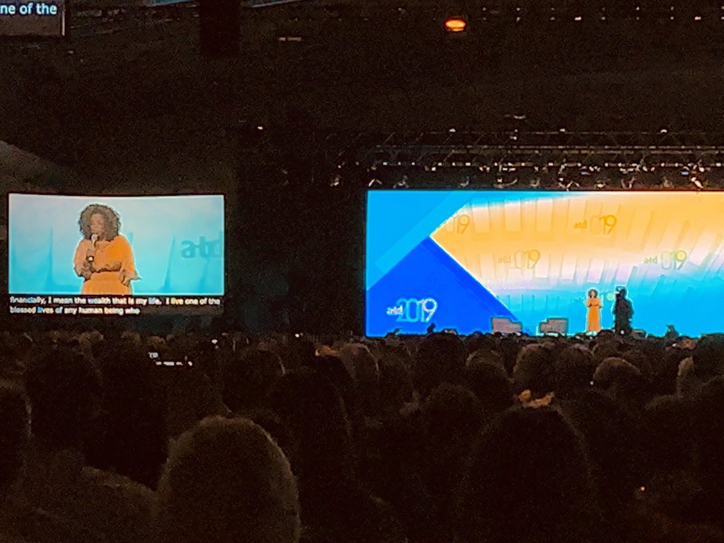 sharlagillard's tweet photo. #ATD2019 #Oprah #LinkedIn Kickoff to my first ADT Conference starts with coffee and Oprah!! https://t.co/LCre4ELncR