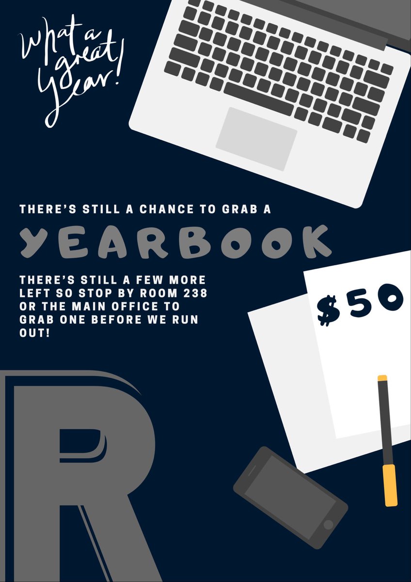 We still have a few Yearbooks left! If you haven’t gotten one yet, be sure to stop by Room 238 or the main office to purchase one before the end of the week!