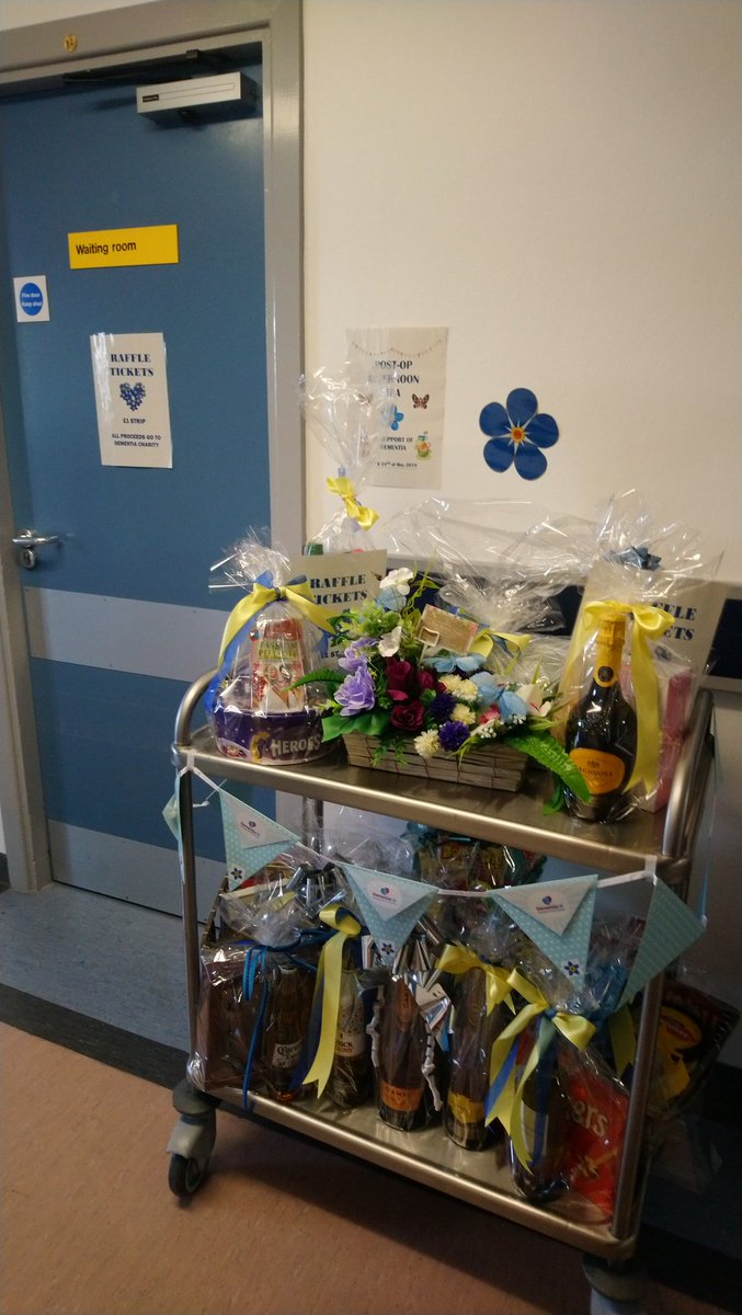 Deejay74uk's tweet photo. @WWLNHS @wwl_staffeng Surgical Admissions Lounge all prepared for dementia week. Raffle tickets for sale and post op afternoon tea Thurs and Friday.  Guess the staff member. Come see us! https://t.co/yit2joyaYf