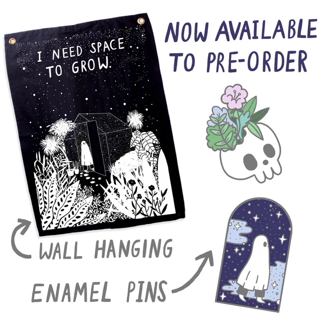 LAST DAY TO PRE-ORDER THESE GOODIES! Pre-ordering means you get them cheaper whilst helping us cover the costs! Yay! The wall hanging measures 50x70cm and can be found here - https://t.co/mkbwOfdVAN 