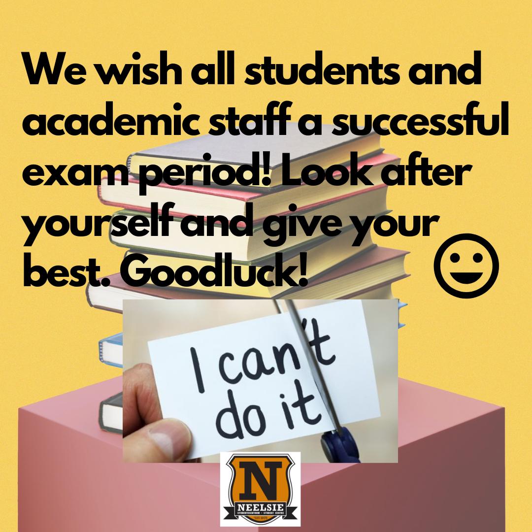 Work hard. Take care of yourself. Conquer! Happy Exams!