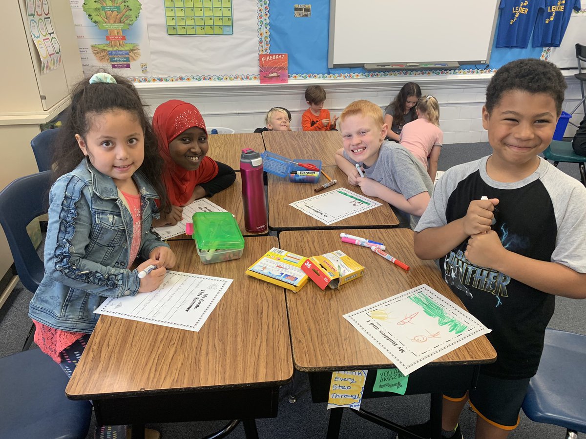 MrsCondonL's tweet photo. 1st and 4th grade buddies! We are settting some new goals for next year! #TLIM #goals @JeffersonElemSc https://t.co/9iLYAm6siH