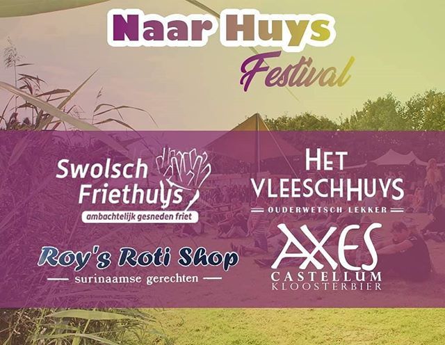 Deze prachtige lokale ondernemers staan met hun foodrucks / producten op het Naar Huys Festival!

Het Vleeschhuys - foodtruck van het Het Weeshuys, Swolsch Friethuys, Roy's roti rol, Axes Castellum kloosterbier

Komende zaterdag 25 mei, Gratis entree… bit.ly/2K0BT35