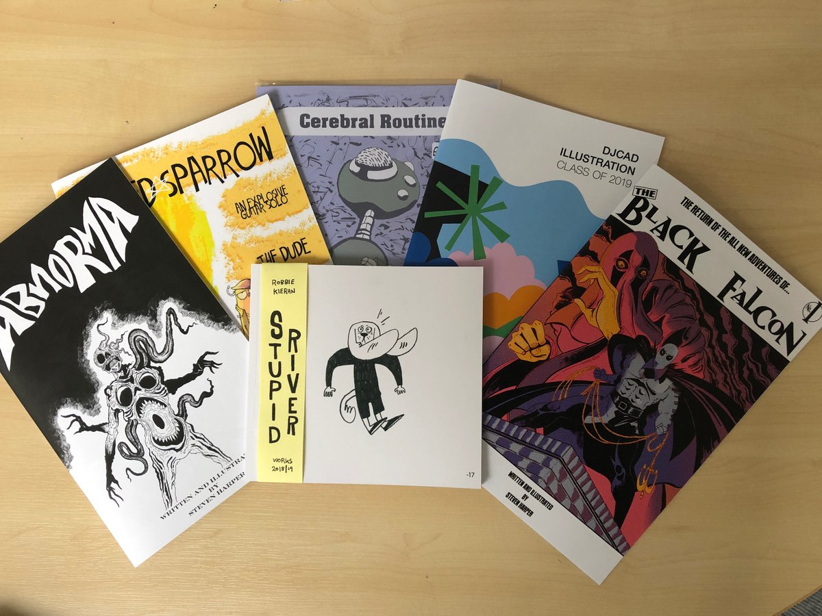 phillipbvaughan's tweet image. Good swag of comics work from @DJCAD Illustration Degree Show 2019, and thats only about half of them, will collect them all by the end of the week! #djcaddegreeshow