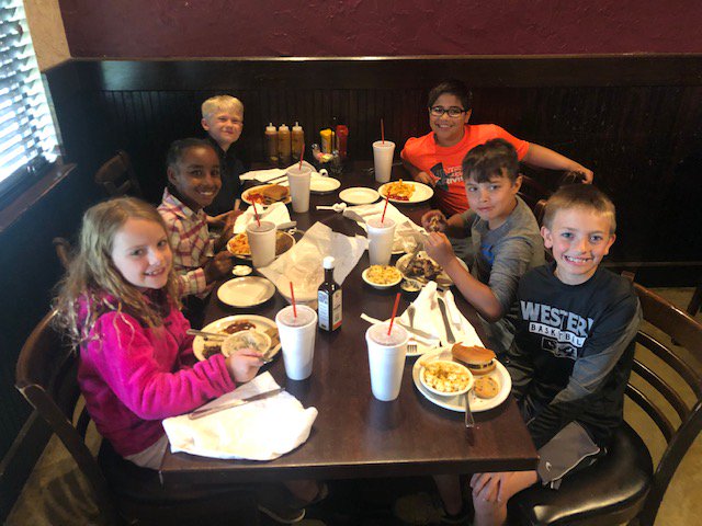 PatrickQuillen1's tweet photo. Mrs. Harnish and I took 36 lucky students to Half Moon today for lunch. These students purchased this prize with their Panther Pride tickets. Huge thanks to Bri and the rest of the Half Moon crew!! https://t.co/RHmjP7lrxb