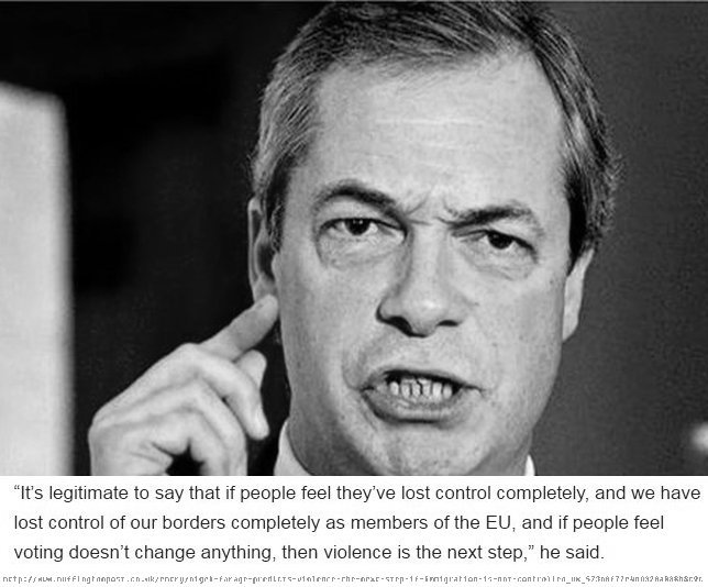 nickreeves9876's tweet photo. @Nigel_Farage For a civilised democracy we need those who incite violence jailed for a very long time. And that means you Mr Farage. https://t.co/KR0WJls3VD