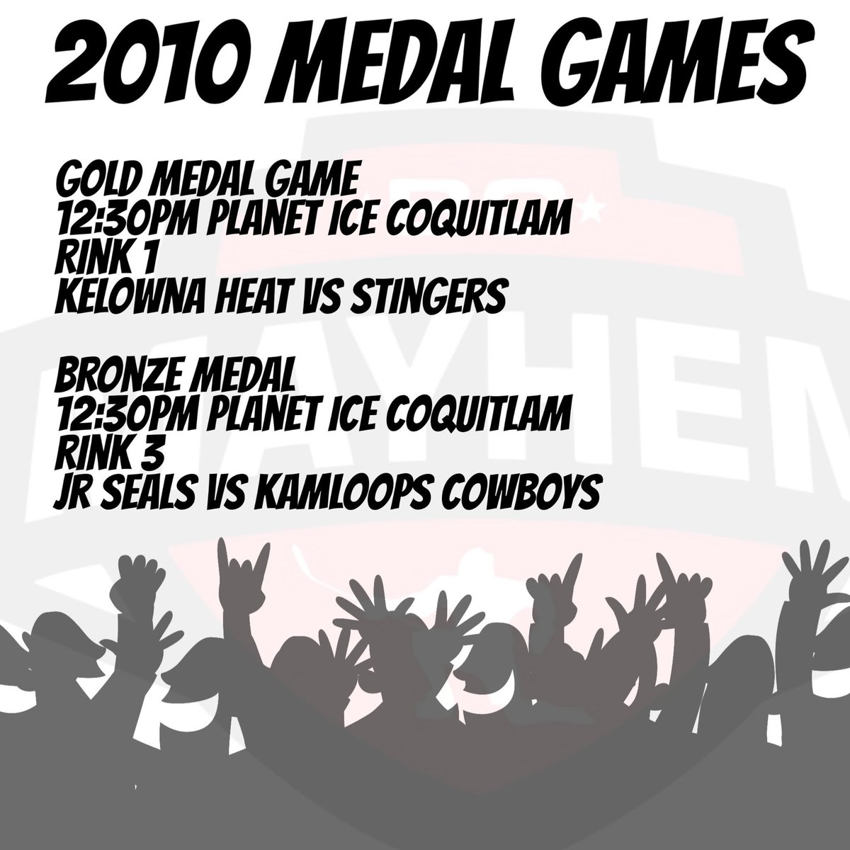 The 2010 Division Medal Games are set for this afternoon. Good luck to all the teams.