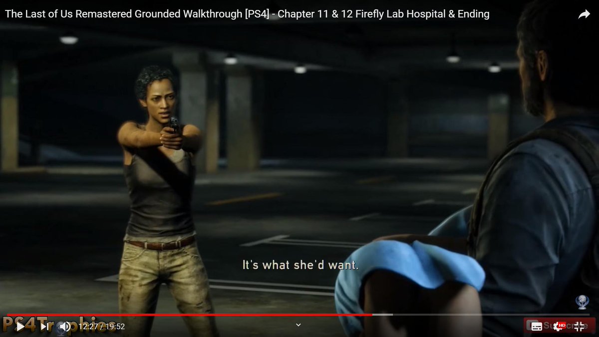 tlouplat's tweet photo. @PlayingUs #PlayingWithTheEnd19 When Joel is confronted with the suggestion that Ellie would want to have the surgery he seems to struggle with himself for a second before he shoots. I wonder whether he actually agrees. https://t.co/IsZMR7sGZk