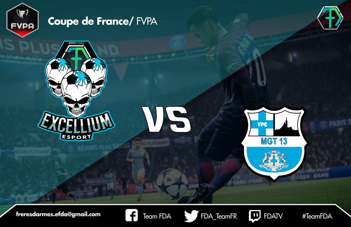 FDAEsport's tweet photo. Bonsoir, la @ExcelliumE va disputer un matchs de la coupe de France @FVPAeSport @VPGFrance ce soir à partir de 21h40, contre #gotel13 .
Bien évidemment stream sur la #FDATV https://t.co/0vTpnZOjSf    
Bonne chance aux équipes ✌️ https://t.co/lWhqD3T9uv