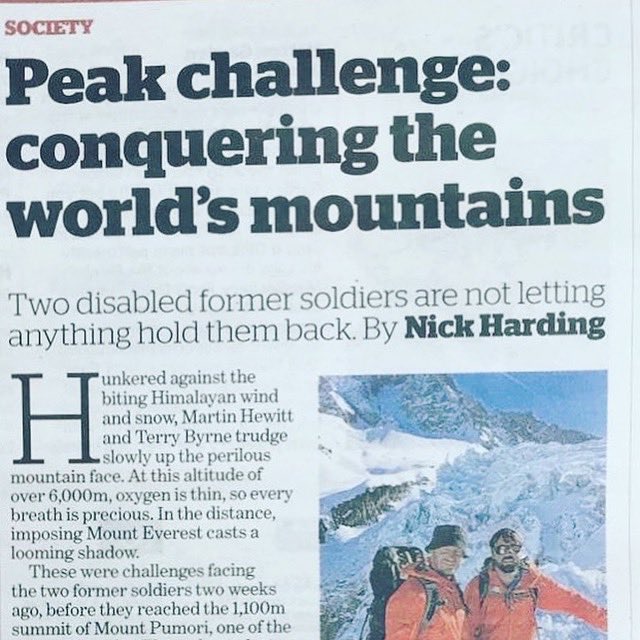 As Martin was tucked up at Camp 2 last night, the AGS was making the headlines again, this time in The Independent. 

More news coverage to come, and we will update on Martin's progress as soon as we can. <a href="/Independent/">The Independent</a> 

#adaptivegrandslam
#Everest2019
#adaptivechallenge