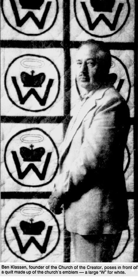 7) Klassen also headed up a local group supporting George Wallace’s presidential candidacy. After losing his seat in 1968, Klassen decided the Republicans and Democrats were too corrupted by Jews and founded his own party, the Nationalist White Party, in 1970.