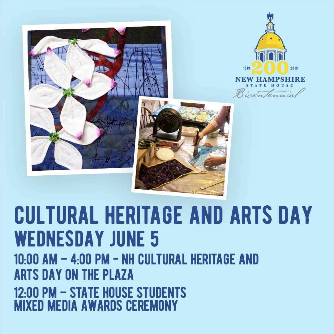 Michele O’Neil Kincaid will be joining us as a demonstrating artist on Cultural Heritage &amp; Arts Day on the State House lawn. She will be using her ruching quilting technique to create 3D lilac flowers on the surface of her work.

#nhstatehouse200 #concordnh #603pride #nhpolitics