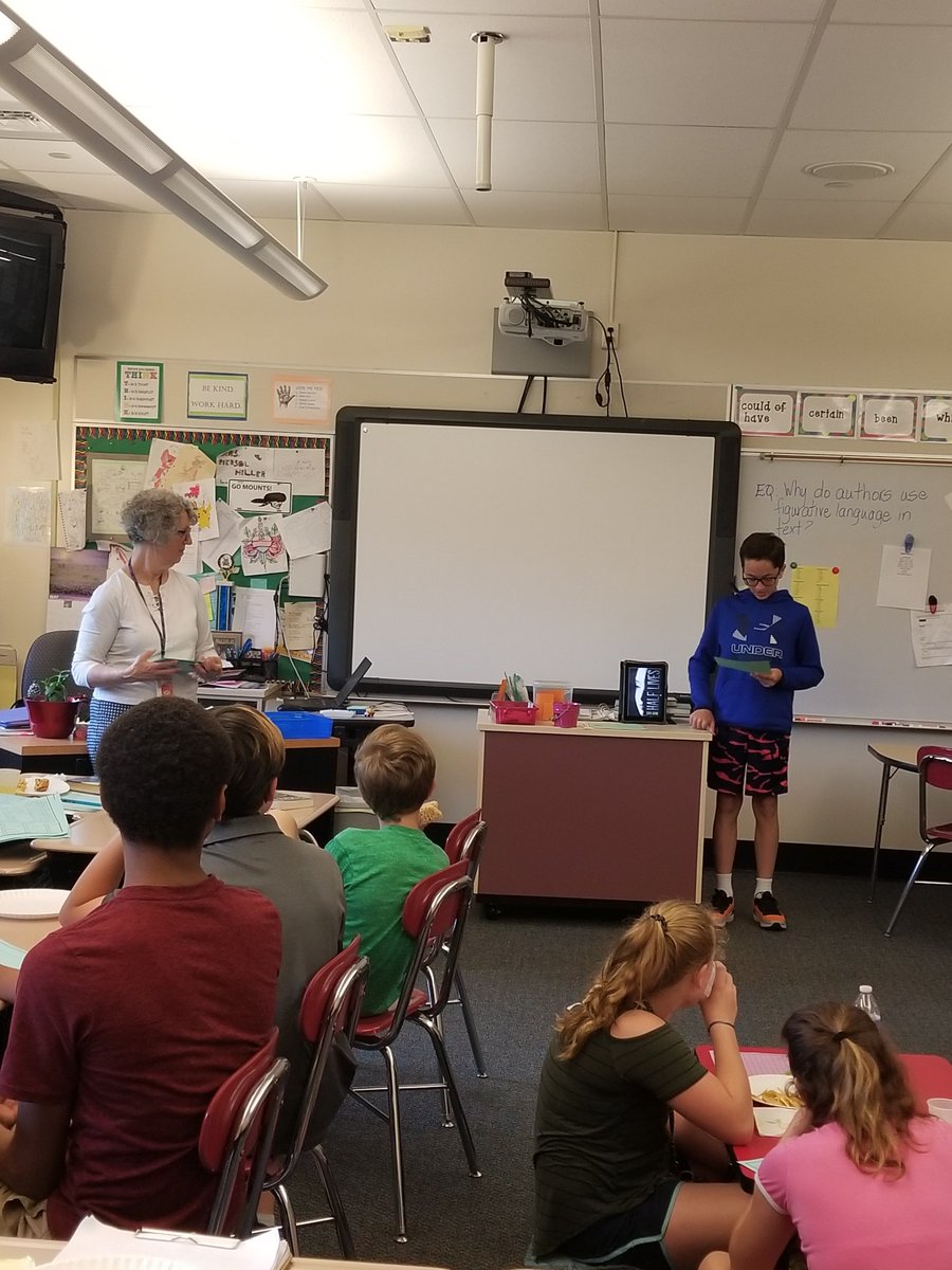 DawnBLiteracy's tweet photo. Challenge Accepted! Can you capture the essential concept of a book and encourage someone else to read it using only 15 words? 6th graders on the Red Team did exactly that! Impressive work!! @GoMounts @EIMSMounts https://t.co/0Cxpzo7KHu