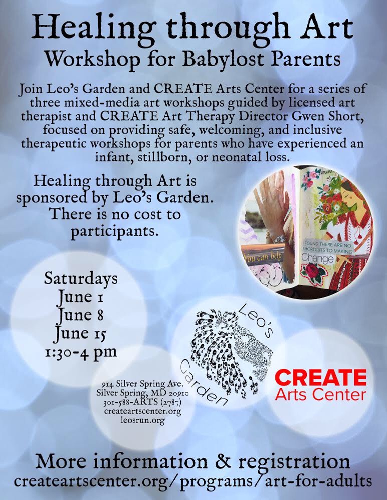 LeosRunSS's tweet photo. Leo's Garden has taken a small first step in supporting families partnering with @CREATEArtsCtr in Silver Spring.  Create is a neighbor and friend to us and worked together to create the following workshop for babylost parents.

https://t.co/zZKtN6RlqG https://t.co/8TxChHJQon