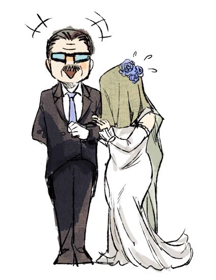 The charming groom and the shy bride. I find the new operators cute together. They are in suit and veil already!!  #RainbowSixSiege #R6warden #R6nokk