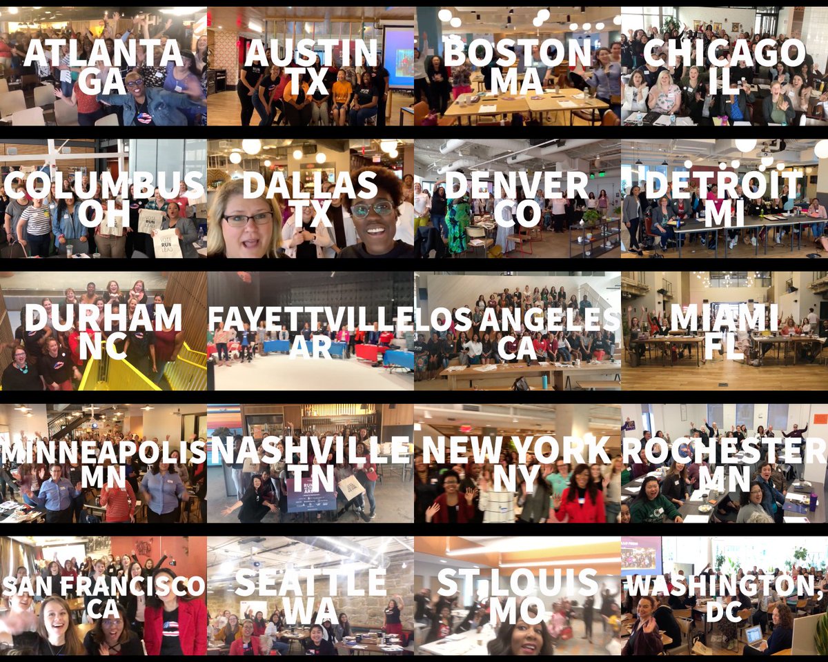 VoteRunLead's tweet photo. 🎉  We're STILL buzzing from our #RunAsYouAre2019 National Training!

@VoteRunLead trained MORE WOMEN THAN EVER BEFORE to run for office at #RunAsYouAre2019, with @WeWork &amp; @Facebook.

Watch: https://t.co/Gb8Ed2C7QQ

#MondayMotivation #WomensEmpowerment #WomenInPolitics #VRLsquad https://t.co/X4Cu7ttlXL