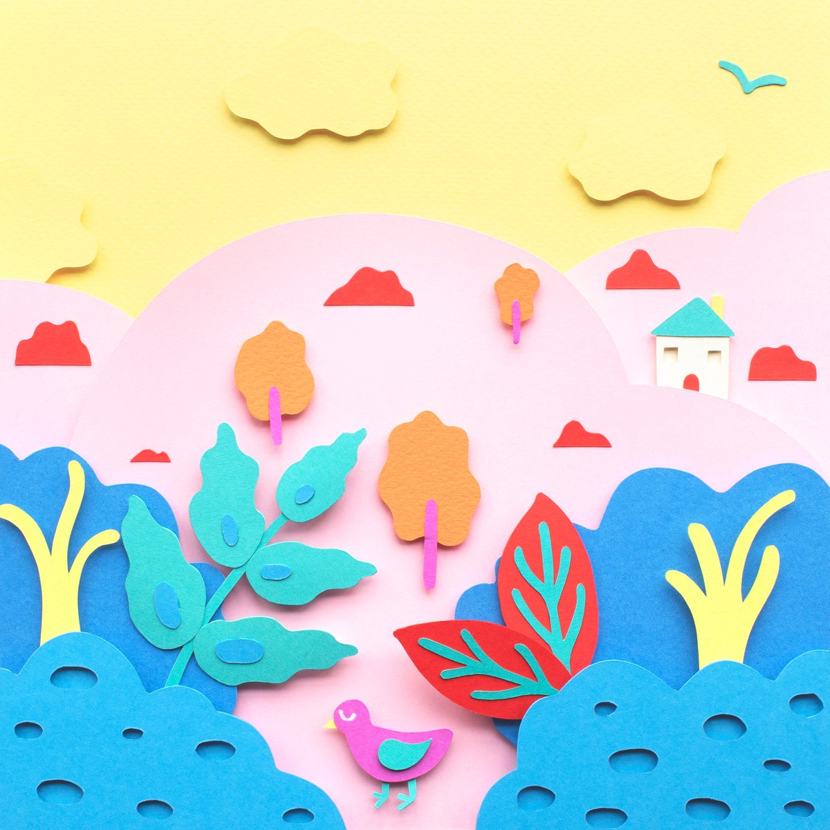 Colourful landscape inspired by a walk through the english countryside

#paperart #papercut #papercraft #Illustrator #illustrationartists #landscapelovers