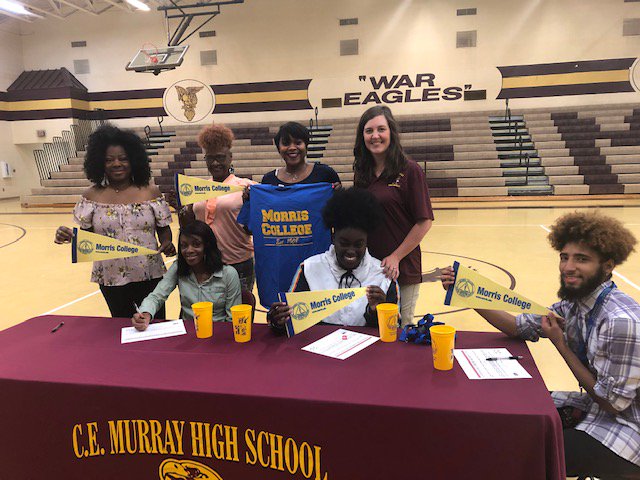 MorrisColl1908's tweet photo. Last Friday was College Signing day at C.E. Murray High School ! THREE CEMHS students will be joining #MOCO23 this fall! Welcome to Hornet Nation 🐝💛💙💛
#MCHornets https://t.co/2IZr4BkZeK