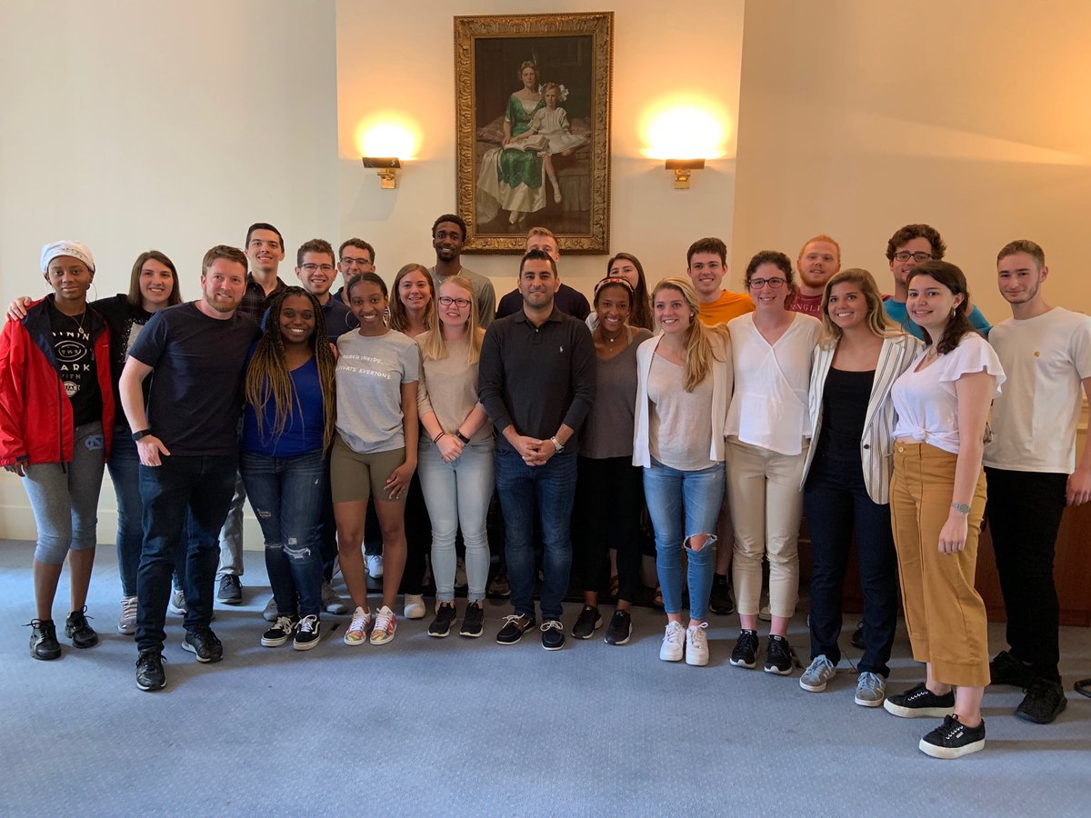 BarbaraJOsborne's tweet photo. So much fun hearing from Dr Erkut Sogut (and Adam, Charlie, and Chris) today on sport agents in Europe! #HeelsAbroad #UNCEXSS #UNCWinstonHouse https://t.co/IiPiBjB7df