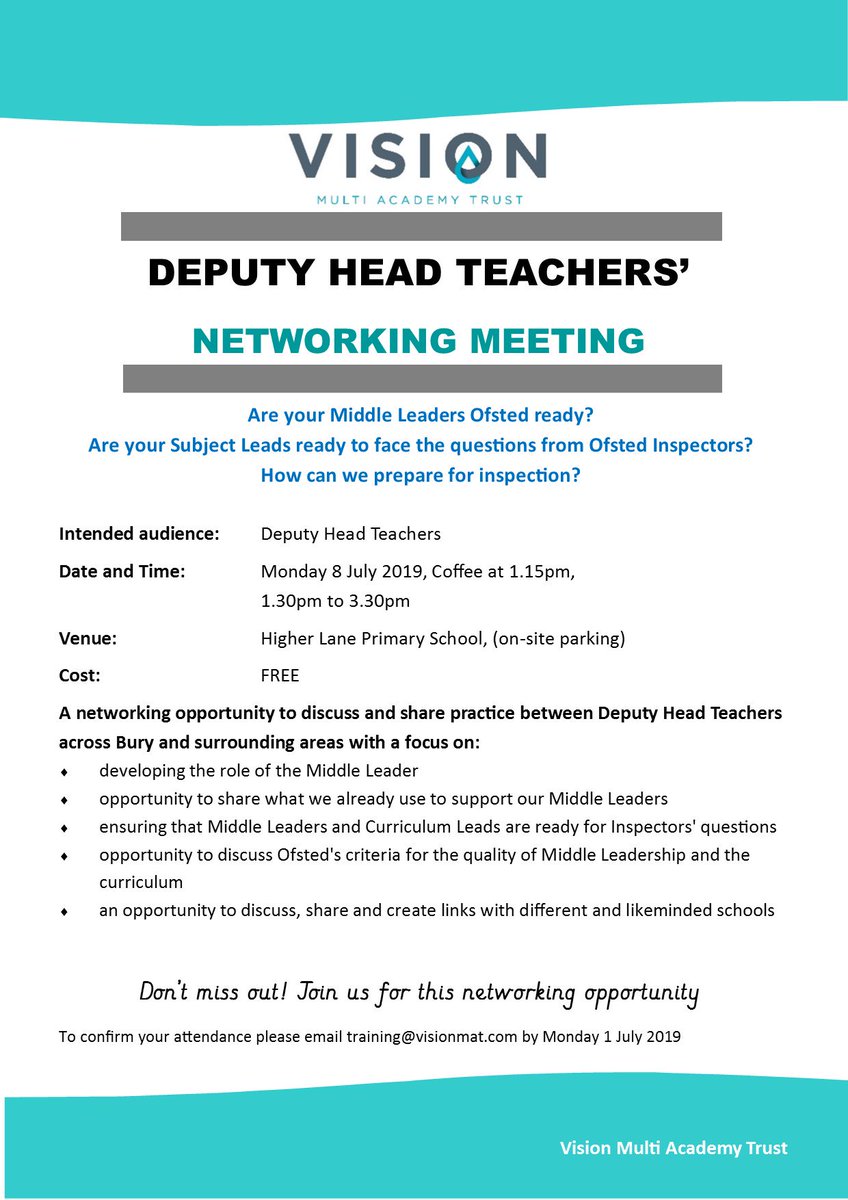Vision_M_A_T's tweet photo. Delighted to announce our summer term networking meetings #LearningCommunities #networkingopportunity #sharingbestpractice #dontmissout #getbookedon https://t.co/P3Nl6zKm42