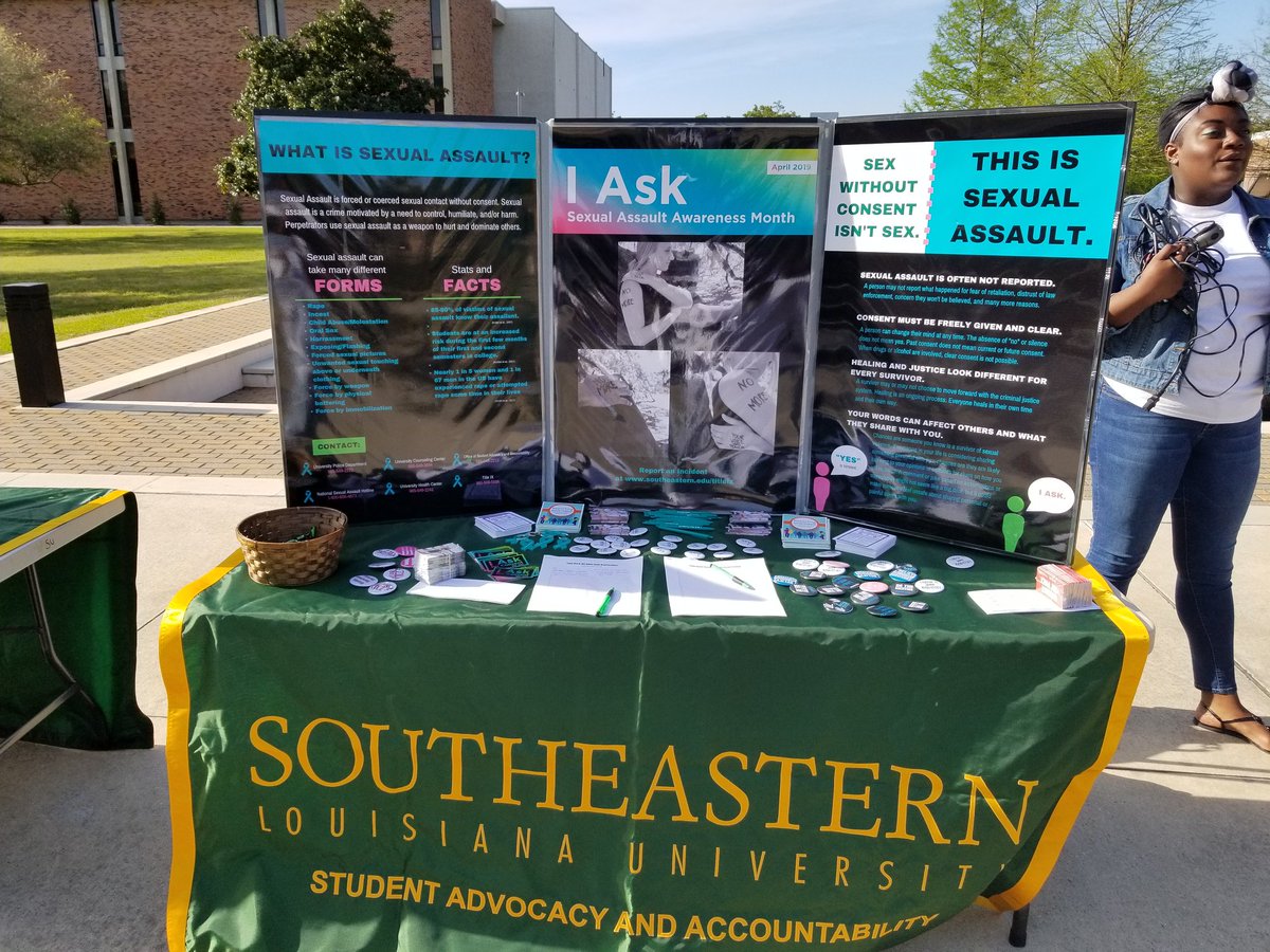 TRACCPREVENTION's tweet photo. TRACC partnered with SELU to bring awareness to Sexual Assault on college campuses. #SoberConsentistheOnlyConsent #TakeBacktheNight https://t.co/1Rd1nn8UQ3