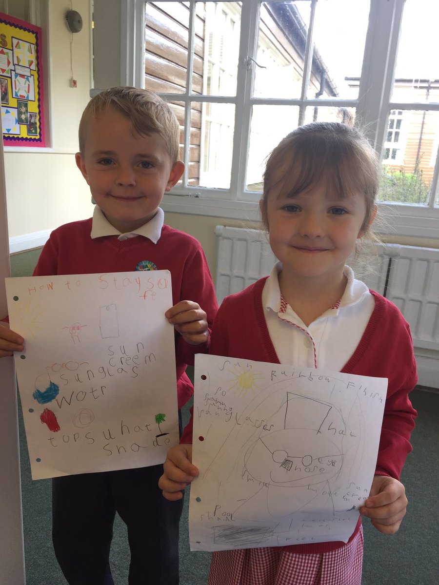 MrsBurden10's tweet photo. This morning our assembly focused on keeping ourselves safe - particularly during the summer months. Today, I have received many, many posters from EYFS children who choose to produce them as a response to this #independentlearners #reasonstowrite @TownvilleIS https://t.co/vf9inHgduc