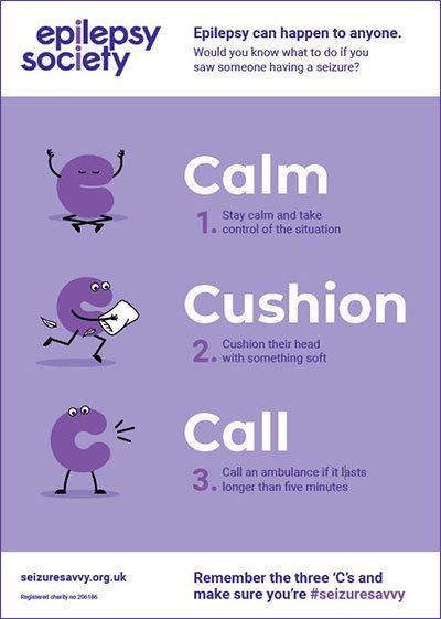It's #NationalEpilepsyWeek. This first aid advice takes a minute to learn and could make a lifetime of difference. Be like comic sans 'C'. #seizuresavvy