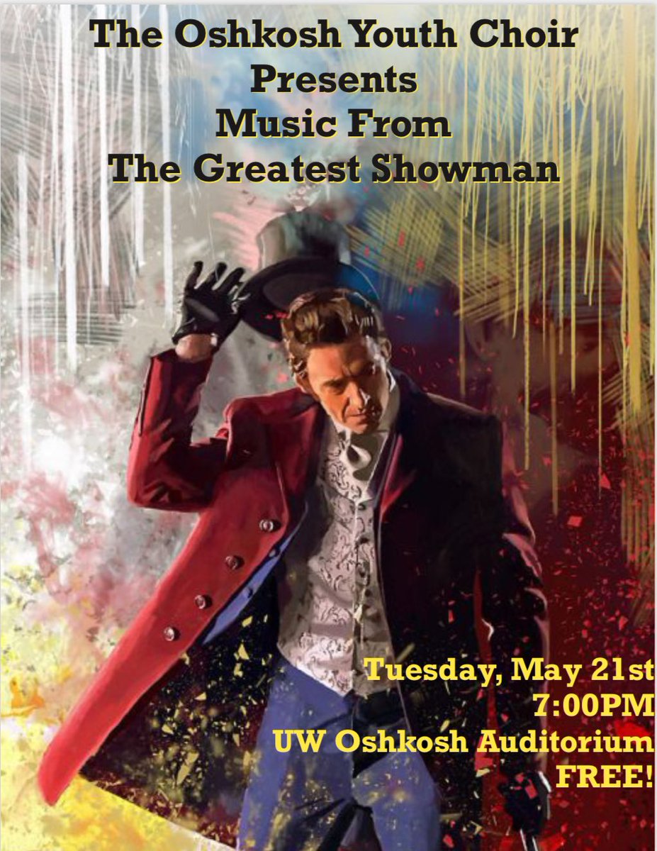 OYCMusic's tweet photo. An amazing concert will hit the stage in the @uwoshkosh auditorium tomorrow night. We hope to see you there! #concert #thegreatestshow #freeconcert @UWOMusic @OshkoshTheatre @OshkoshSchools @OshkoshChamber @CityofOshkosh @onwnews @visitoshkosh https://t.co/EI4bKrv7FN