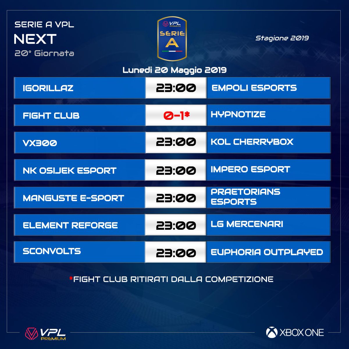 VPLItaly's tweet photo. 🔥 [#XBOX] Questa sera alle ore 23.00 si giocheranno le partite della 20° giornata del campionato #PREMIUM VPL!

👇 Ecco chi scenderà in campo nelle leghe di Serie A/B/C!

🎯 Alle 23:30 verrà trasmesso il posticipo tra #EvoluteProject vs #Authority

📺 https://t.co/y0uuGSSwJr https://t.co/9lmsmYH8Ys