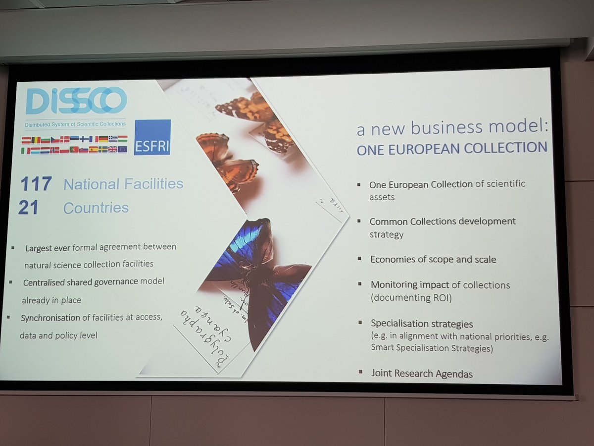 ESFRI_eu's tweet photo. @DimitrisKoureas presents the @DiSSCoEU project from 21 EU countries on natural science collections, its plans on digital collections and  its use of the #RDA @resdatall outputs as part of the #eirg workshop #CERN. @DiSSCoEU is part of #ESFRI #Roadmap2018 https://t.co/KxuAzZKOcf