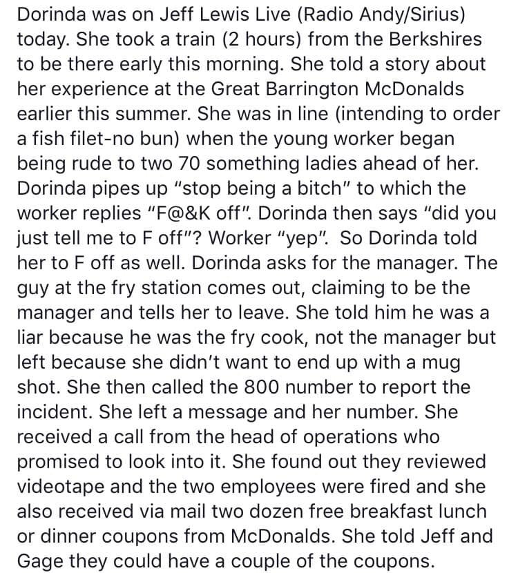 AshleyJBarbee's tweet photo. @DannyPellegrino Have you seen this? It’s the most Dorinda thing ever... right down to the coupon offering. 🍟🍔 https://t.co/GqitMCA2Xf