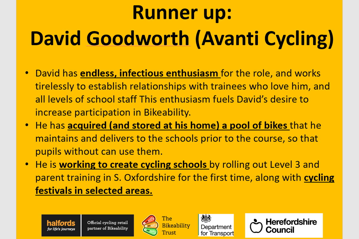 Fantastic work from our instructor of the year; runner up - David Goodworth