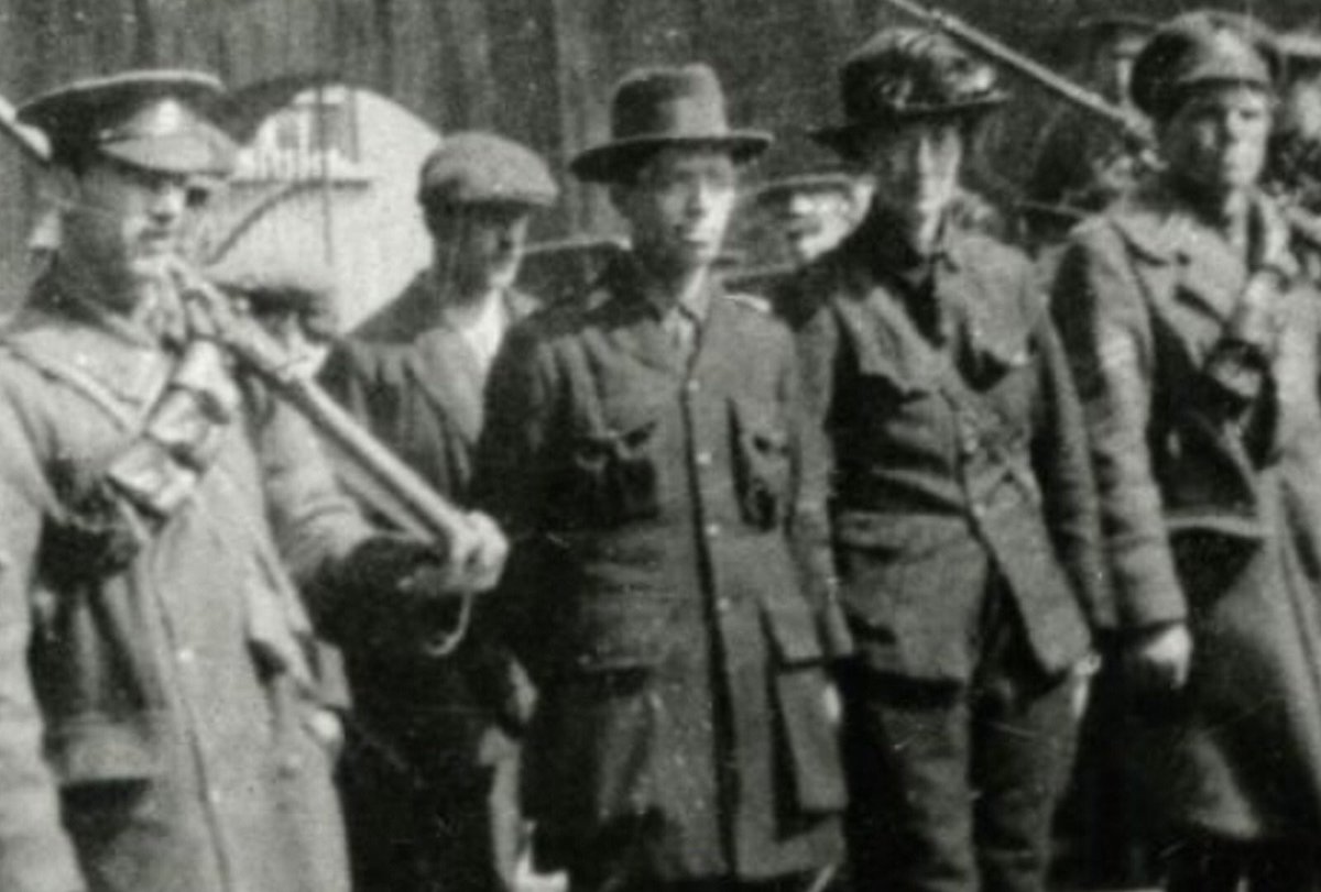 Becoming active in Irish nationalist politics in 1908, she joined the Irish Citizen Army and fought in the Easter Rising of 1916. She was one of the last fighters to hold out in the Royal College of Surgeons, until the final surrender. Pic shows her under arrest. #1916  #ireland