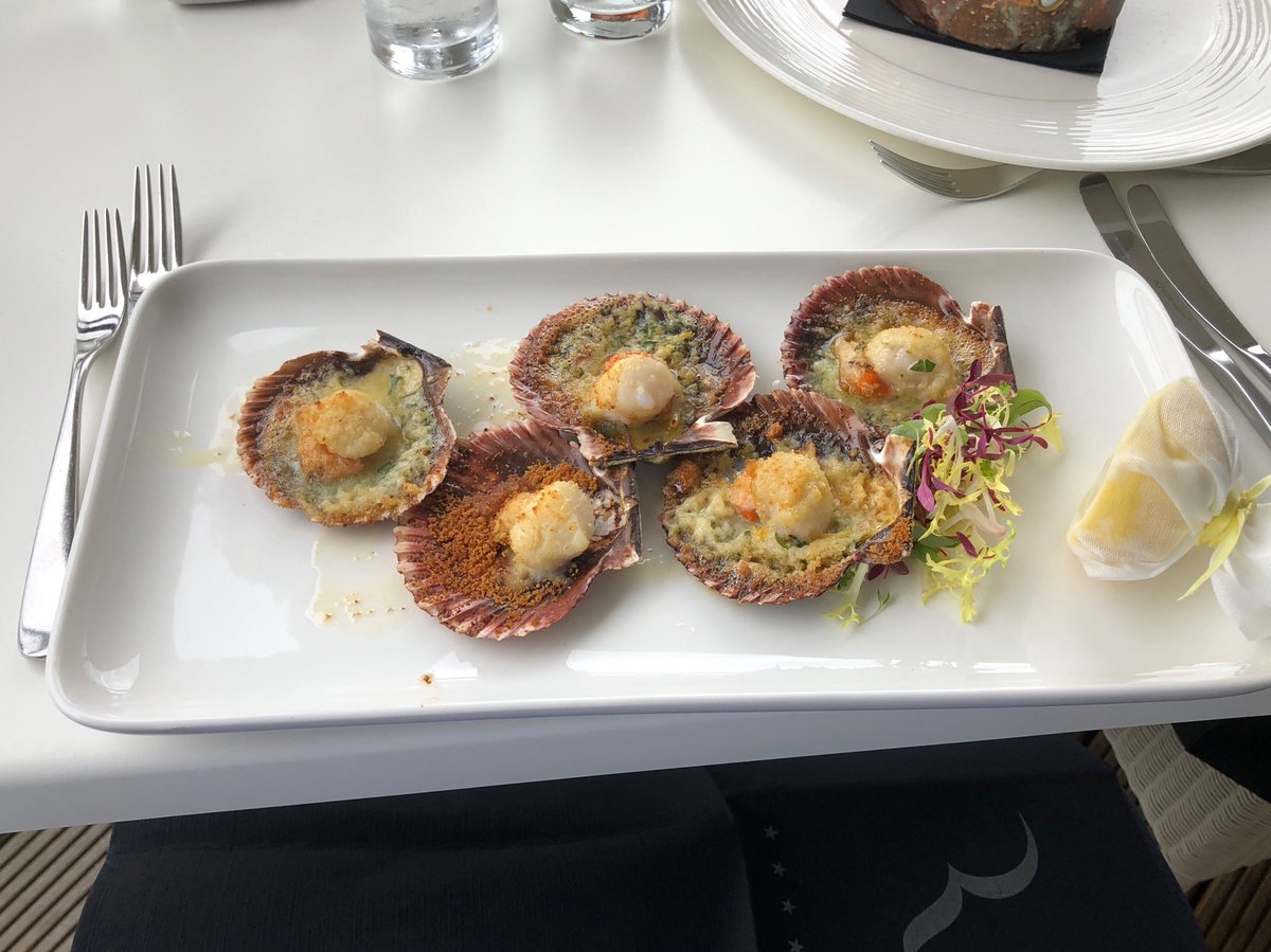 MatthewsMike1's tweet photo. Thank you to a kind friend that treat me to a fantastic lunch at ⁦@RockliffeHall⁩ ⁦@NewHallChef⁩. Scallops for appetiser &amp; Dover Sole for main - was going to have the salad but absolutely no self control with food quality like this in front of me 😂😂 https://t.co/bNSj90iKql